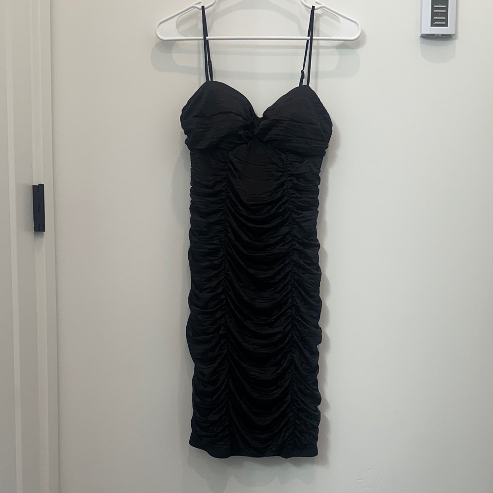 Studio Y Black Ruched Mini Dress